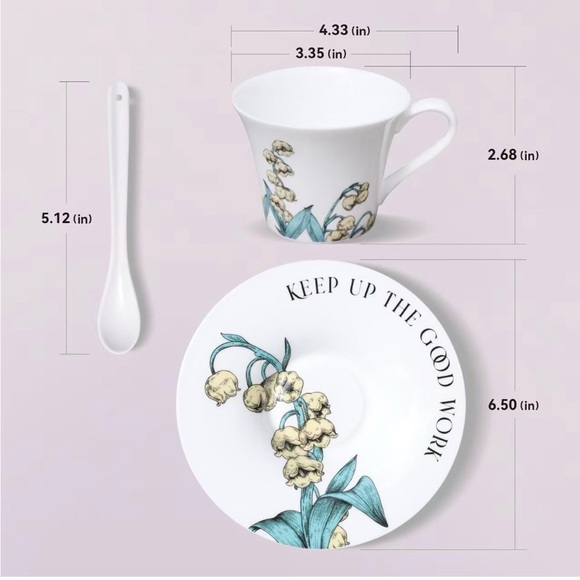 Tea Cup Set With 2 Tea Cups 2 Saucers And 2 Spoon Espresso Coffee Mug Vintage - Picture 3 of 4